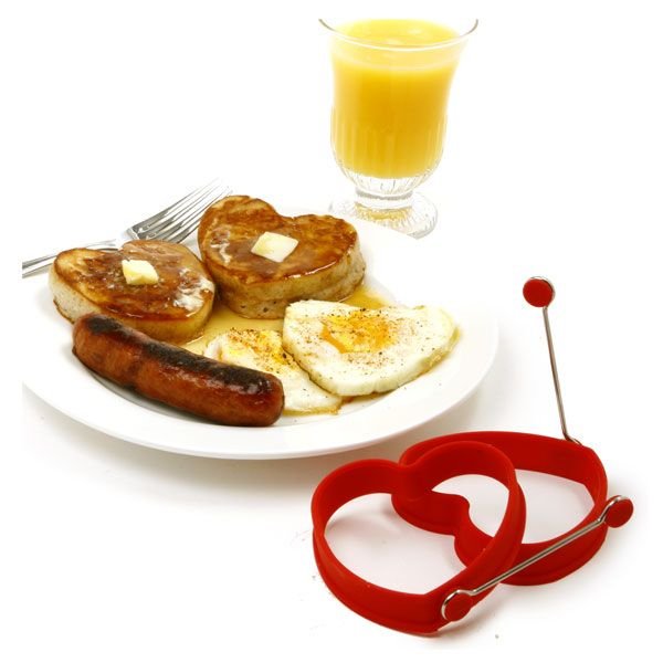 Norpro Nonstick Silicone Round &#x26; Heart Egg Rings Combo - Pancake Mold Ring