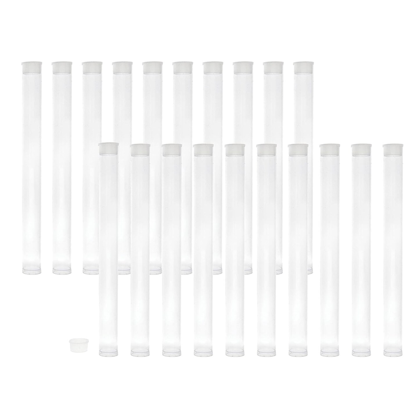 The Beadsmith Clear Plastic Tubes - 6-Inch-Long Round Tubes, 9/16 Inches in diameter - Flat Caps - Use for Beads, Bath Salts, Wedding &#x26; Party Favors, Home or Office Storage - Bag of 20