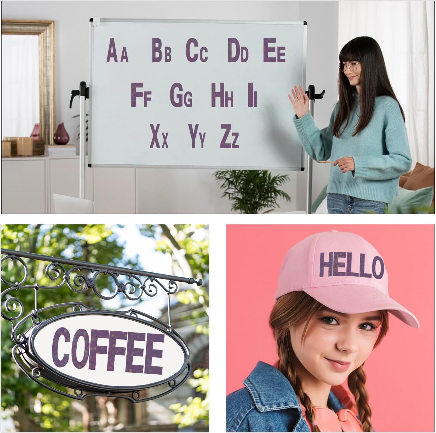2 Inch+1 Inch Purple Alphabet Sticker