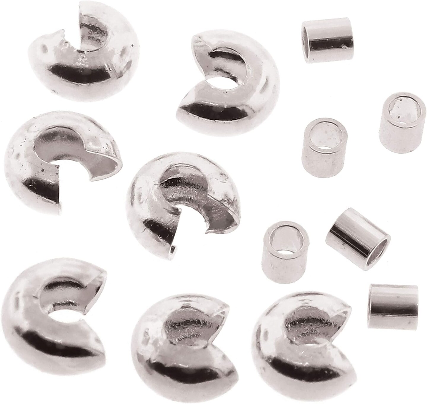 The Beadsmith Basic Elements Crimp Tubes &#x26; Smooth Crimp Covers Designed to Secure The Ends of Jewelry Stringing Cables &#x26; Wires, Silver Color