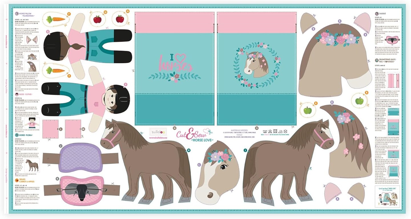 Horse-Themed Fabric Panel Sewing Kit