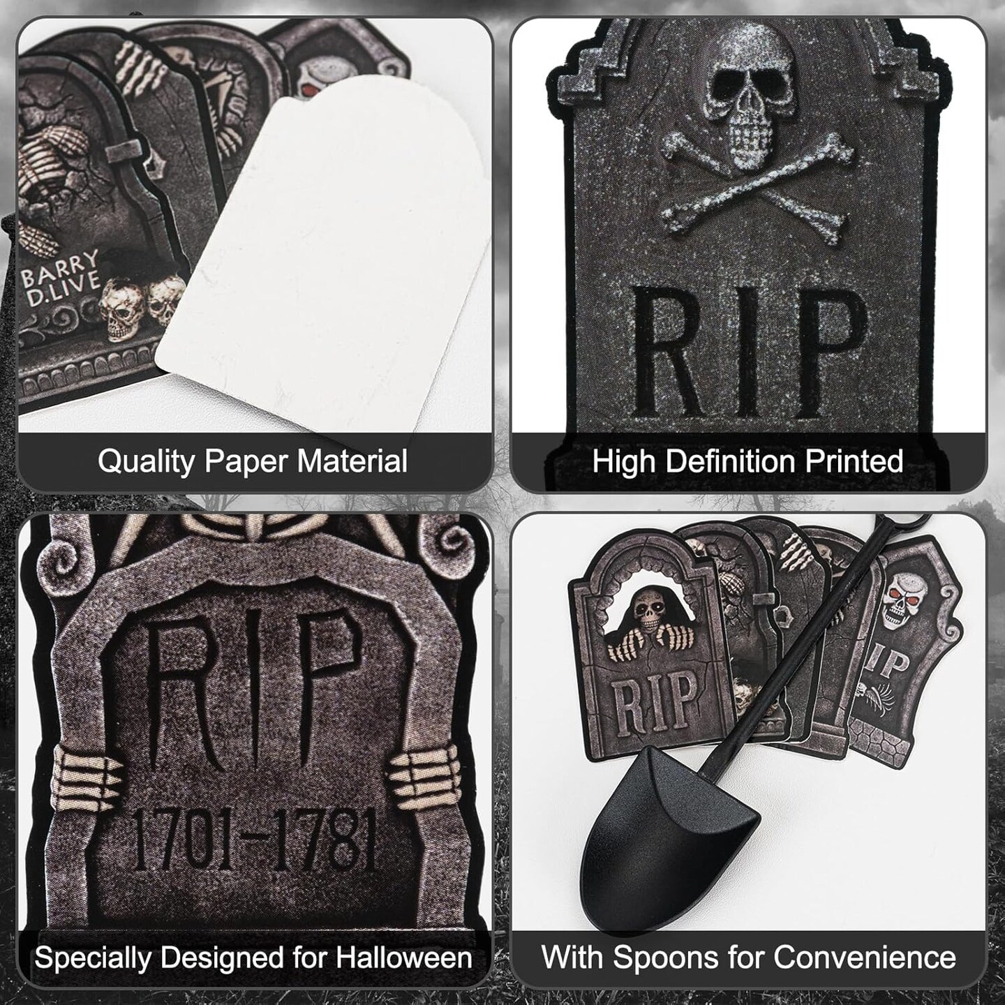 48 Pcs Halloween Cupcake Toppers