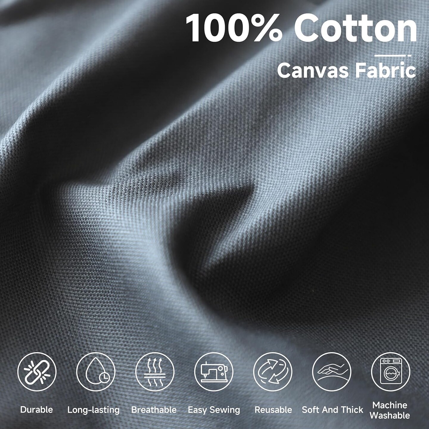 100% Cotton Canvas Fabric 10oz. 59 Inch by The Yard (2 Yards, Black)