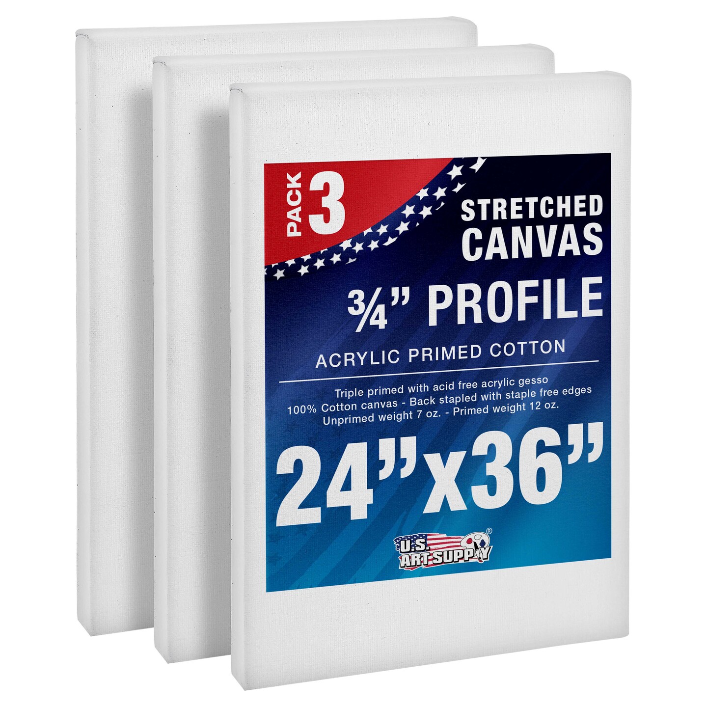 Michaels ARTIST CANVAS キャンバス マイヤーズ 24 x 36 inch Stretched Canvas 12-Ounce Triple Primed, 3-Pack