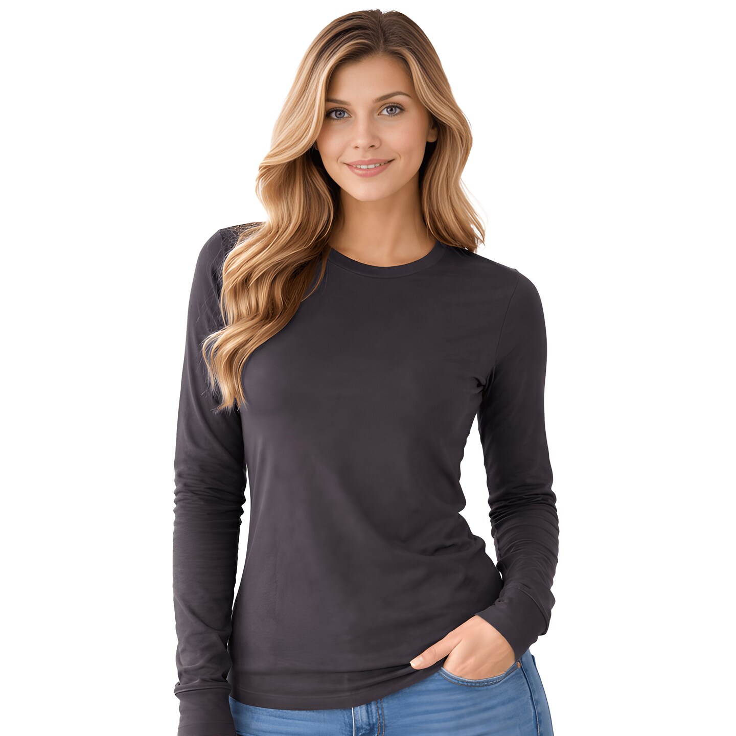 BELLA+CANVAS Long Sleeve Heavy Cotton Jersey Tee for Everyday Wear, Layering & Custom Printing Unisex Crewneck Shirt