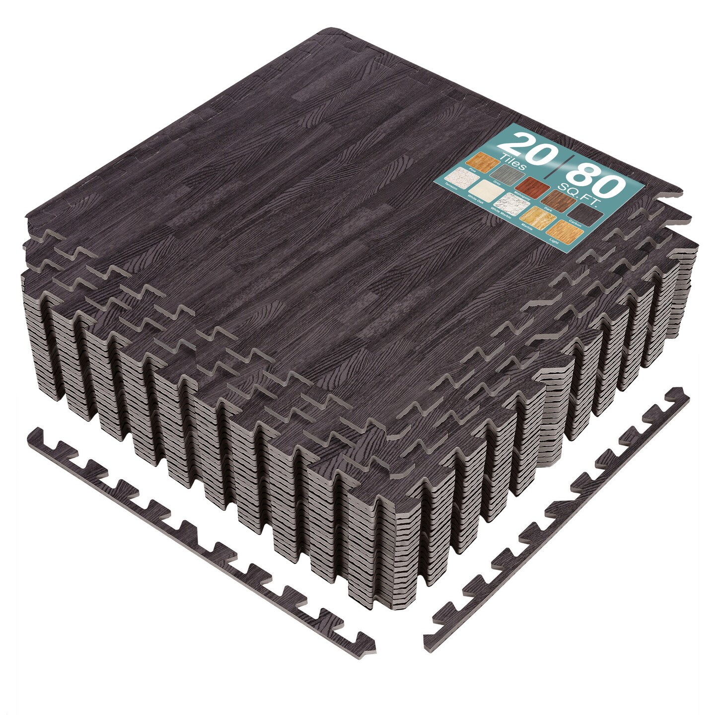 Sorbus Wood Grain Floor Tiles Foam Mat EVA Interlocking Mats Tile 3/8-Inch Thick Flooring Wood Puzzle Exercise Mats w/ Borders