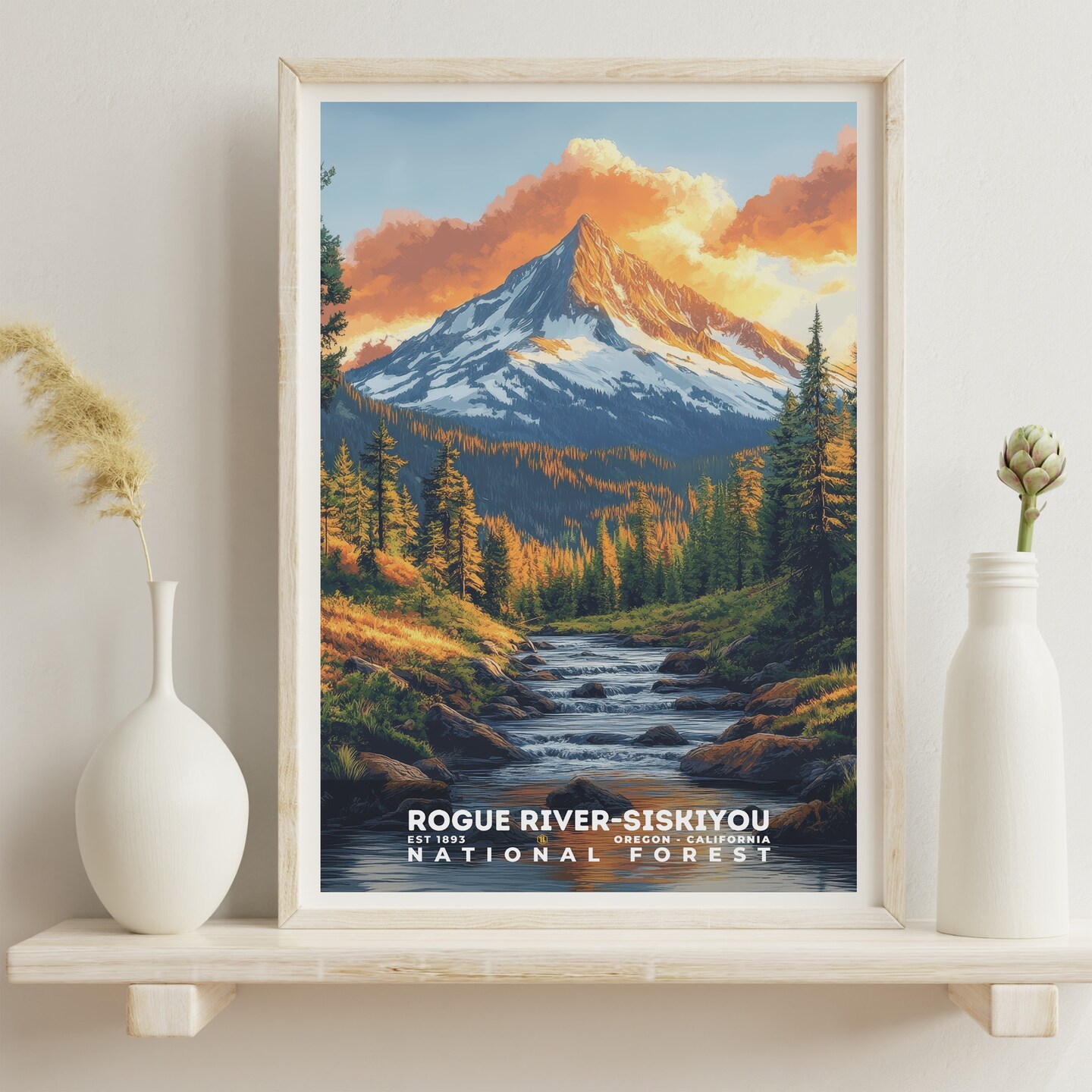 Rogue River-Siskiyou National Forest Poster, Travel Art, Office