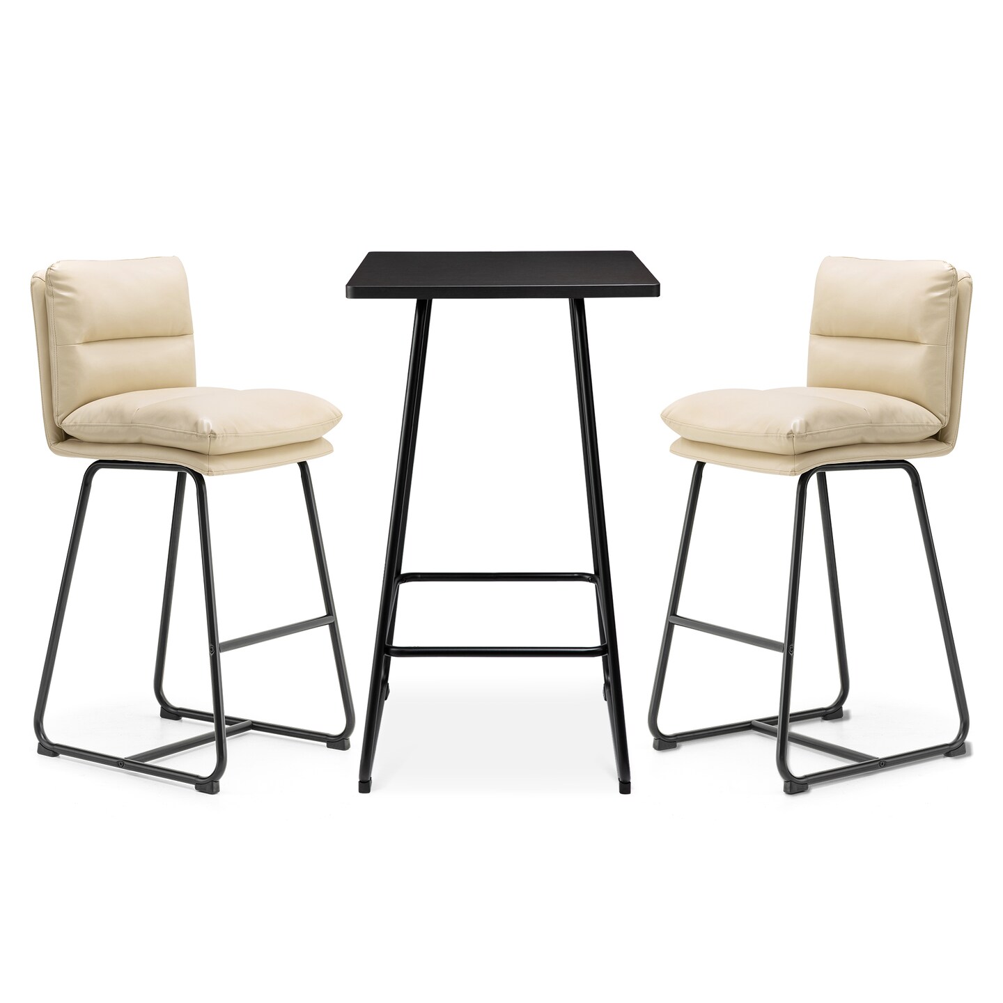 Industrial Modern Set of 3 Pub Table Set with 41"H Square Bar Table and Stools