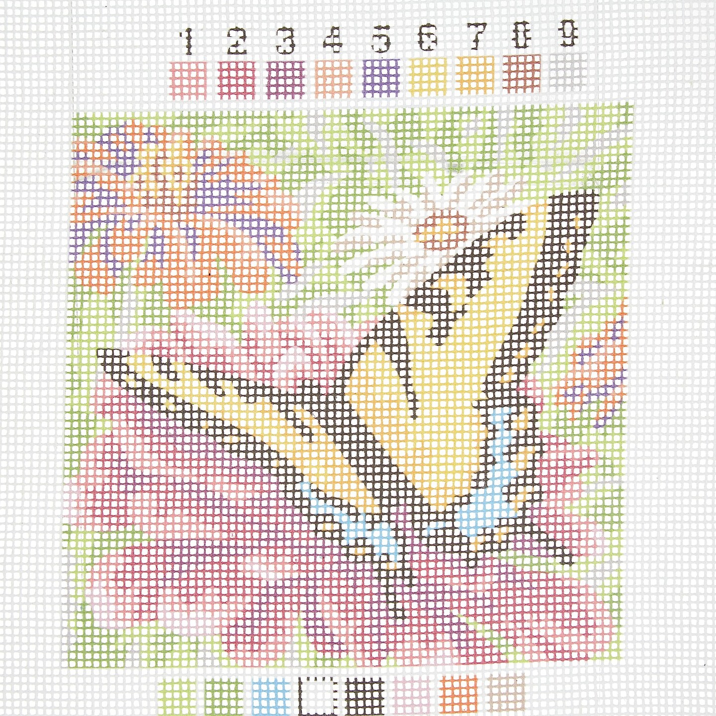 Dimensions 07232 Butterfly and Zinnias Nature Needlepoint Kit, 5&#x22; W x 5&#x22; H