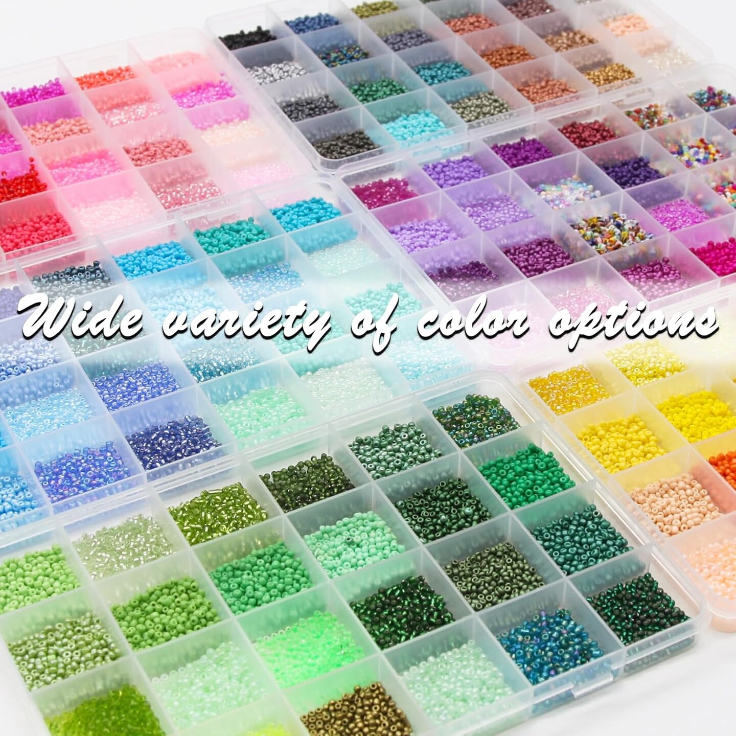 57600pcs 2mm Glass Seed Beads Small Craft Beads for DIY Bracelet Necklaces Crafting