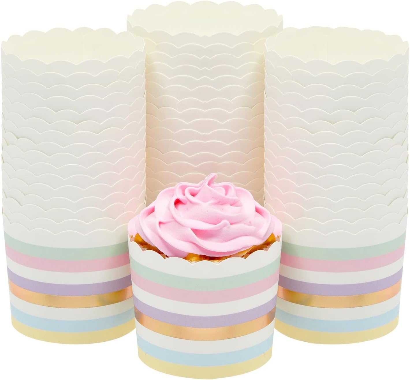 50-Pack Pastel Cupcake Liners (2.2 In) - Large Paper Baking Cups for Birthdays, Bake Sales, Bridal Showers, Home Baking - Cupcake Wrappers