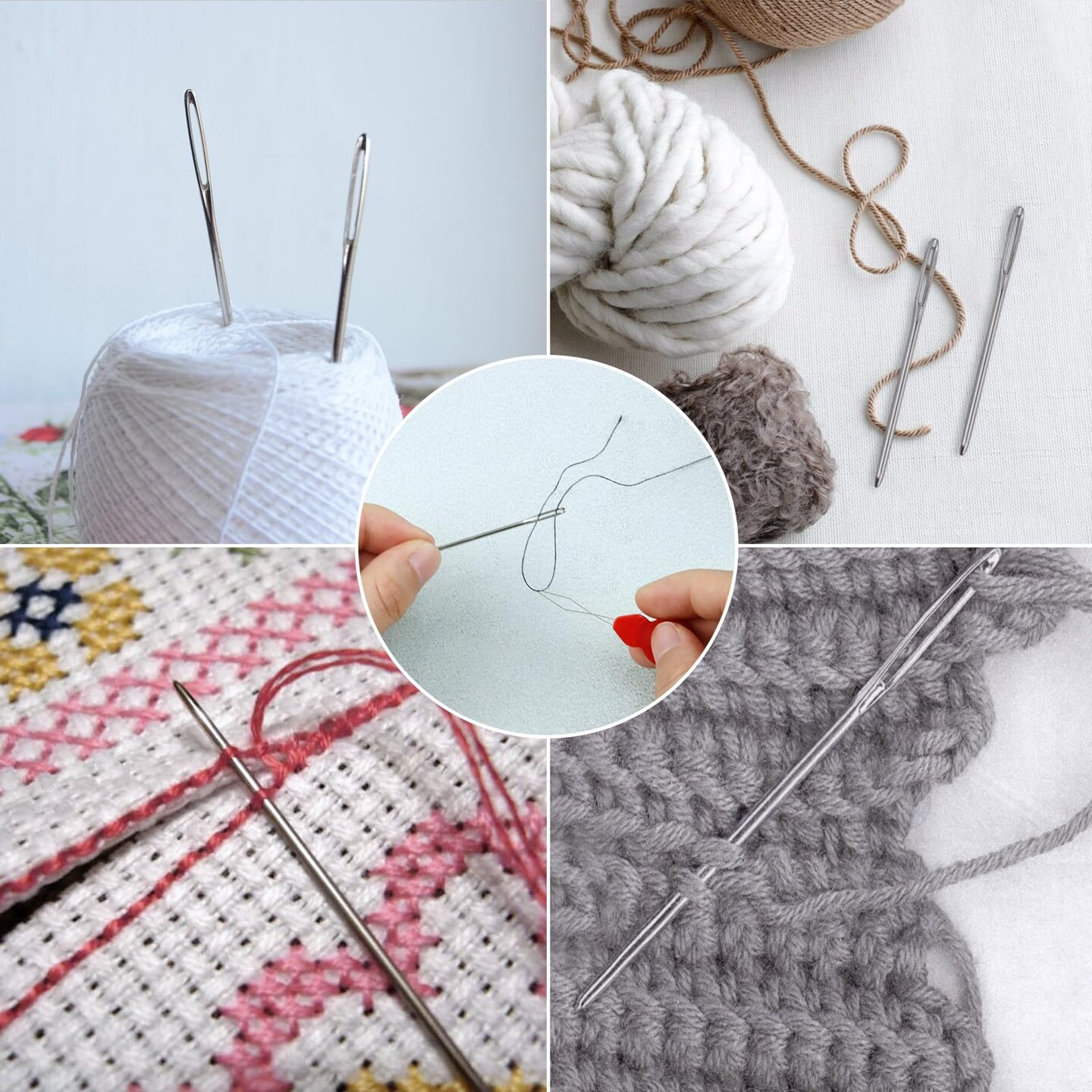 80/40 PCS Large-Eye Blunt Needles,8 Sizes Stainless Steel Yarn Knitting Needles,Sewing Needles,Crafting Knitting Weaving Stringing Needleswith Threaders for Finishing Off Crochet Projects CJ