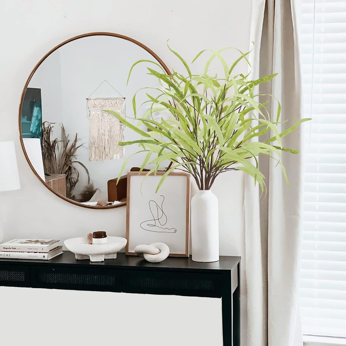 6pcs Artificial Greenery Stems 27.5&#x22; Artificial Spring Faux Greenery Stems Plants Fake Greenery Branches for Flower Arrangement Bouquets Floral Vase Wedding Decor 1&#x22;D x 1&#x22;W x 27.5&#x22;H