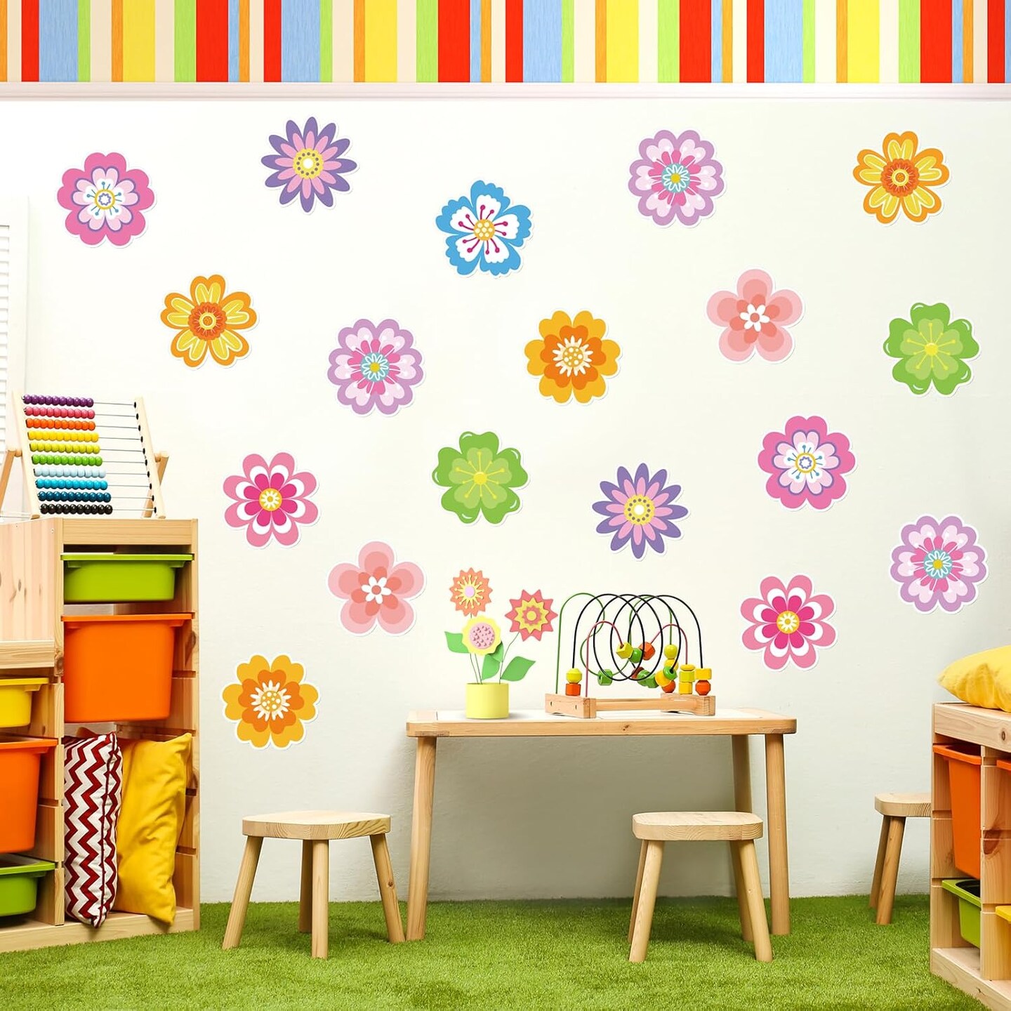 54-Pc Spring Flower Paper Cutouts – Double-Printed Flowers for Classroom, Bulletin Board & Spring Decor