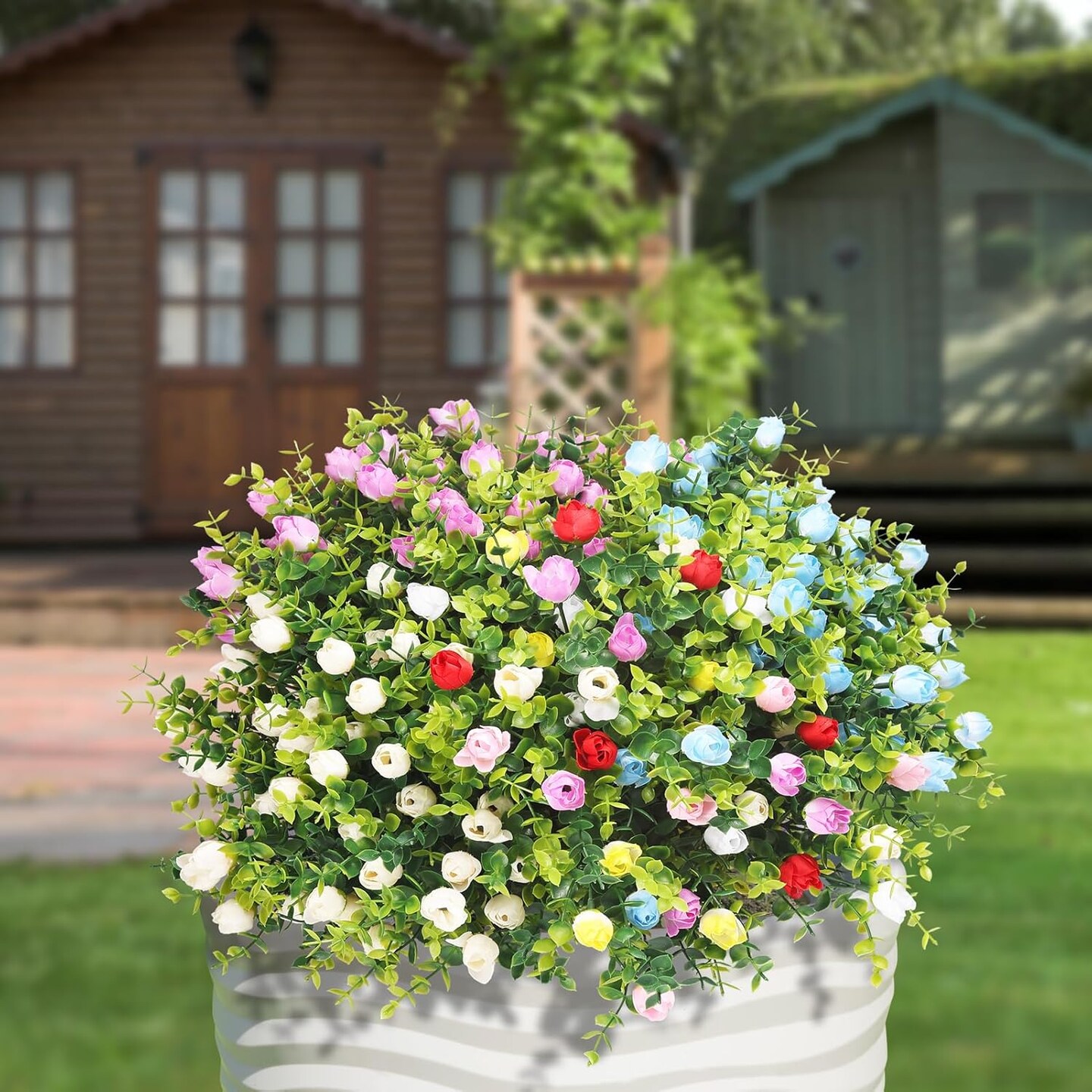 6 Bunches Artificial Eucalyptus Fake Greenery Boxwood Stems Fake Flowers Fake Plants Artificial Greenery Artificial Plants & Flowers Faux Flowers Outdoor Fake Plants Spring Decoration