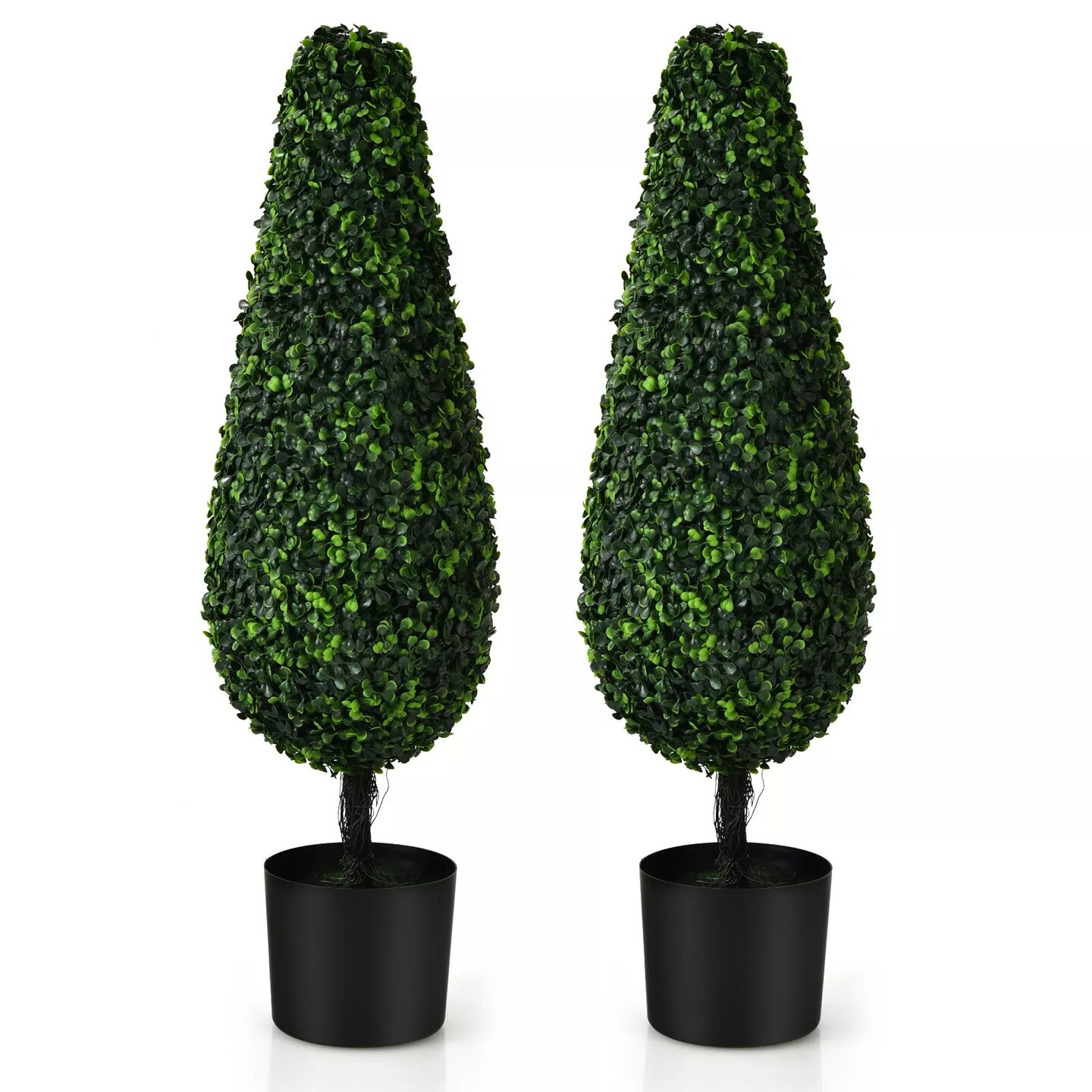 Costway 2 Pack 3&#x27; Artificial Tower Topiary Tree UV Resistant Indoor Outdoor