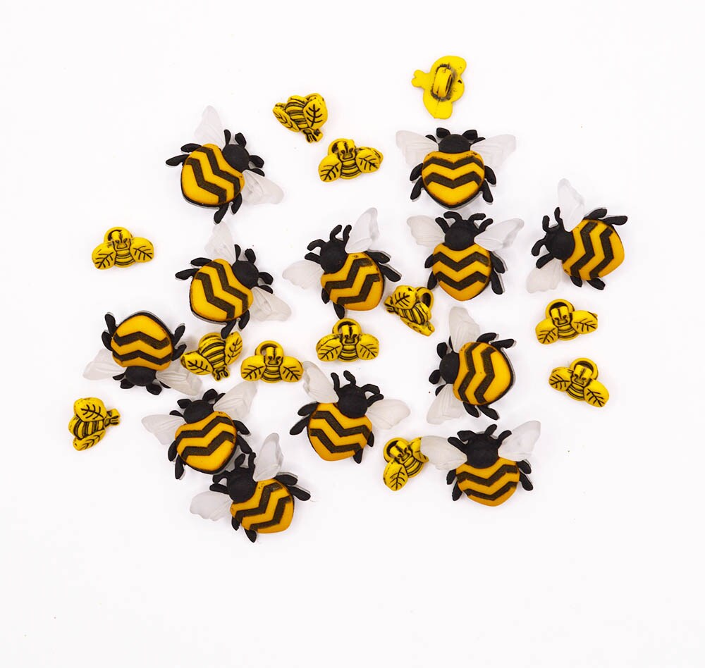 Busy Bee Craft Embellishments Adorable Bee Shank-Back Buttons 24pcs