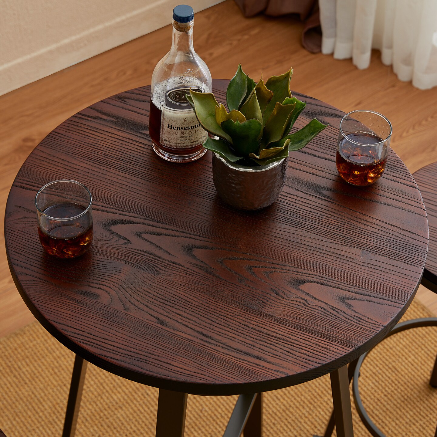 42.50&#x22;H Steel Bar Table With Elm Wood Top