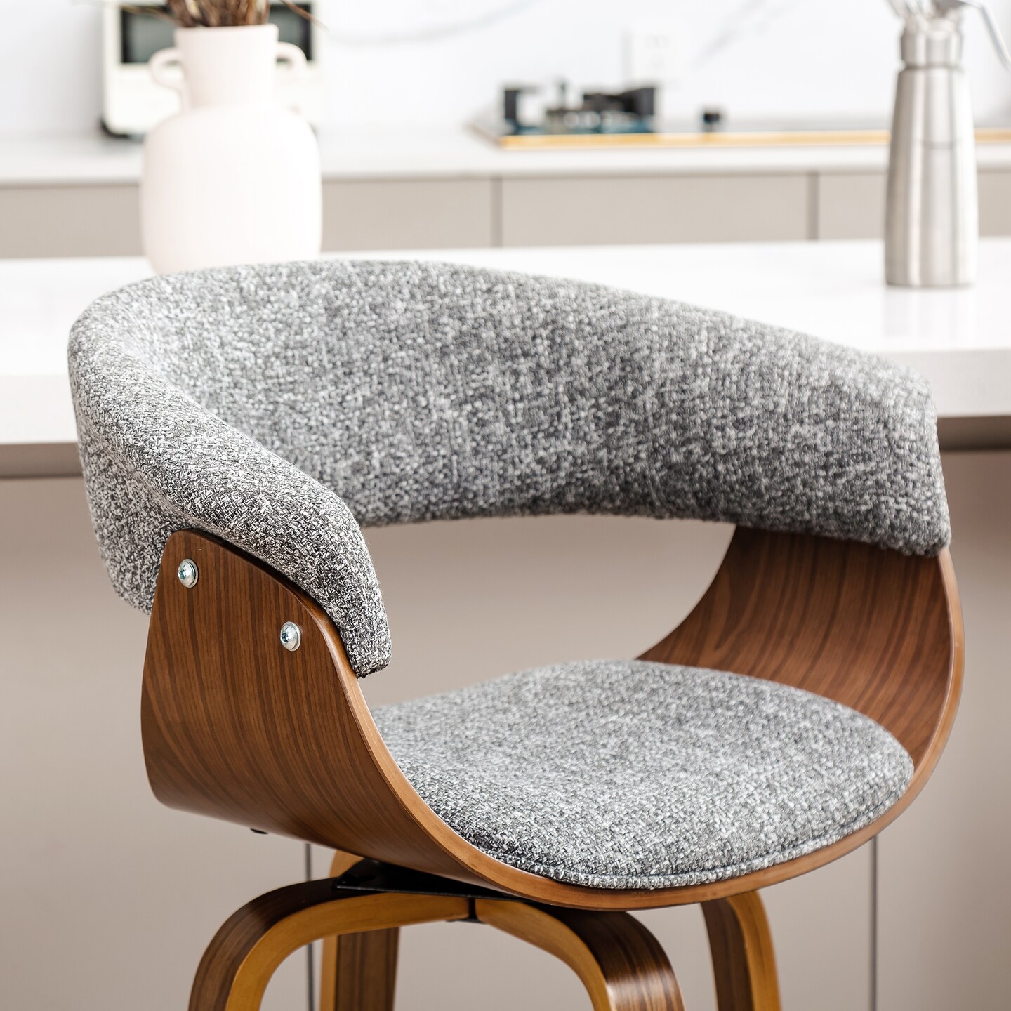 Set of 2/4 Modern Counter &#x26; Bar Height Wooden Swivel Bar Stools
