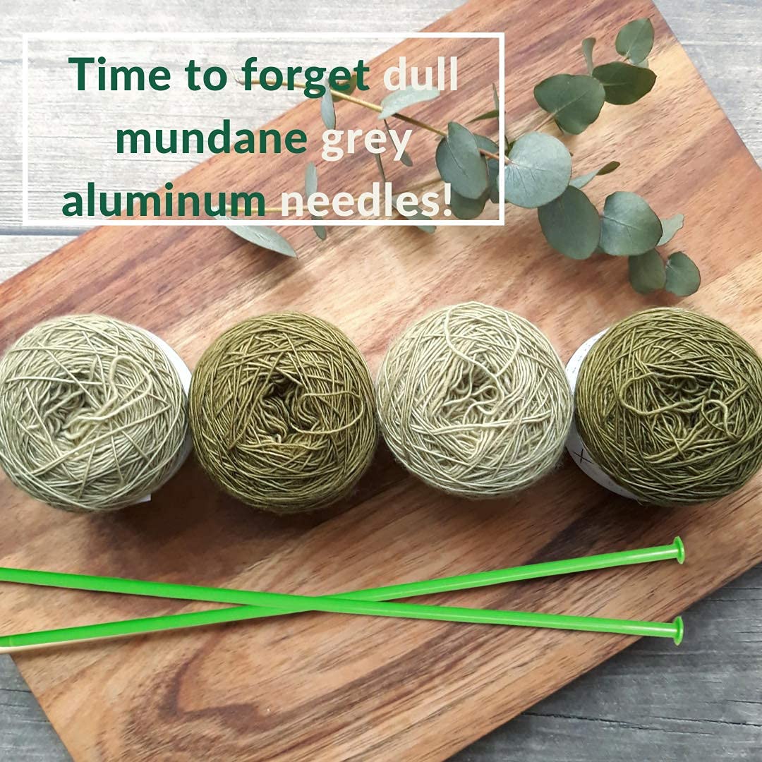 KnitPal 16-inch (40cm) Straight Knitting Needles Set for Large Projects - Long Plastic Knitting Needles - 3 US Sizes: 15/10mm, 17/12mm, 19/16mm - with eBook