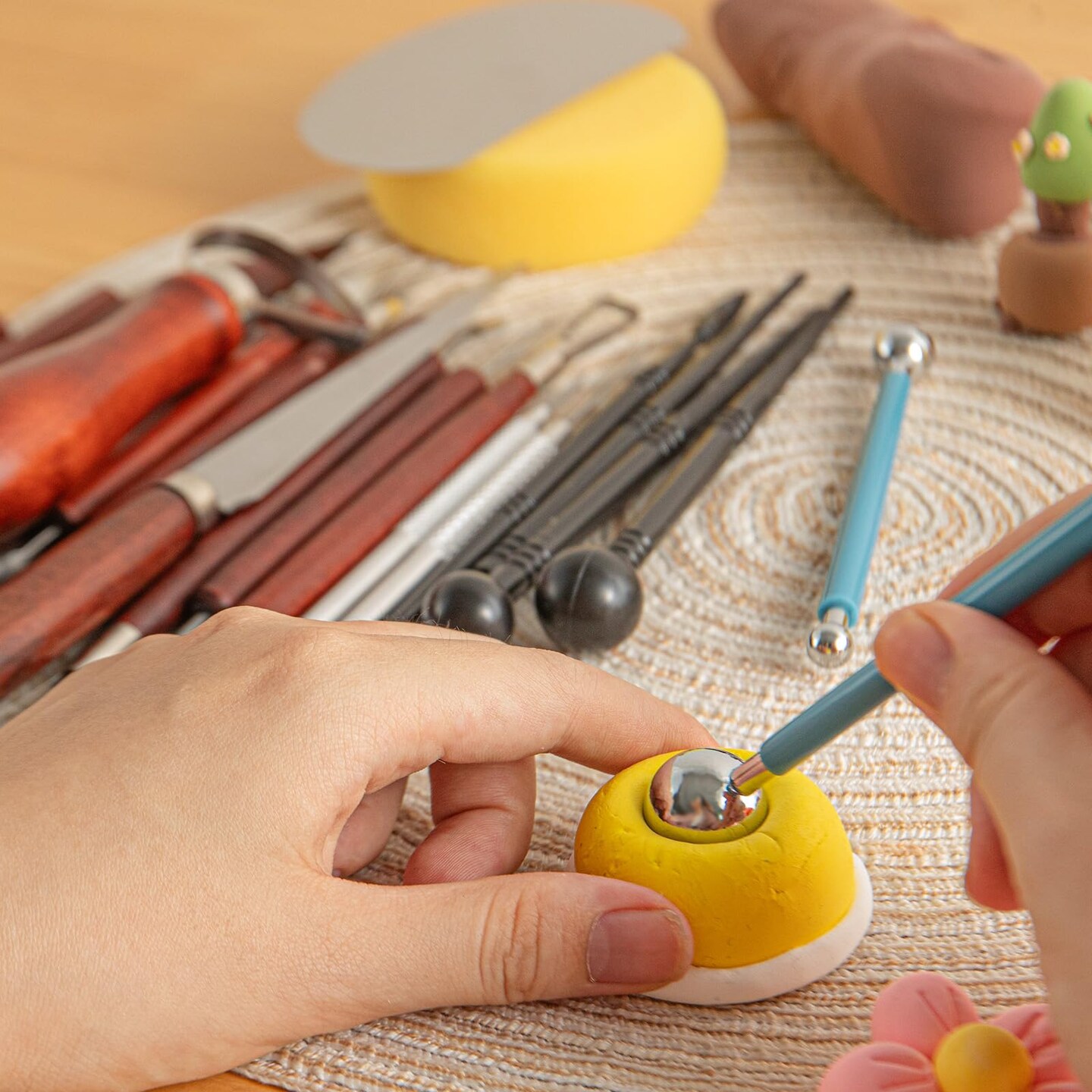 23PCS Clay Tools Sculpting, Ceramic &#x26; Pottery Modeling Tool, Ceramics Tools Set, Polymer Tools Kit, Air Dry Clay Tools for Carving, Molding, Pottery Wheel, Crafting Supplies, Pros, Beginners, Adults