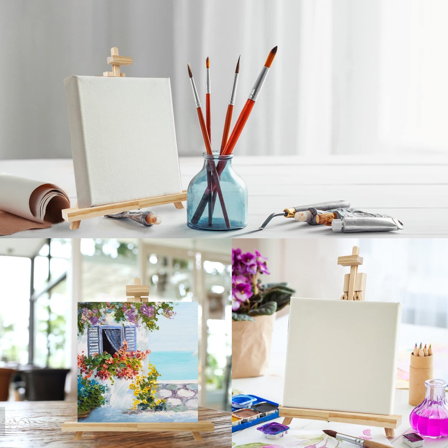 25'' Folding Wooden Tabletop Easel for Painting, Hold Canvas up to 23 Inches, Portable A-Frame Artist Desktop Painting Stand, Photo Picture Sign Holder