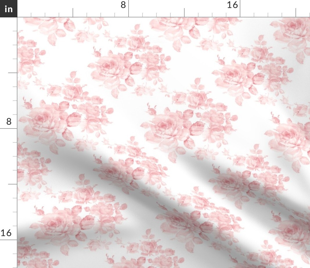 Pink And White Roses Flowers Floral Shabby Chic Cottage English Custom Printed Fabric by Spoonflower Various Fabrics by the Yard or Fat Quarter 7184066