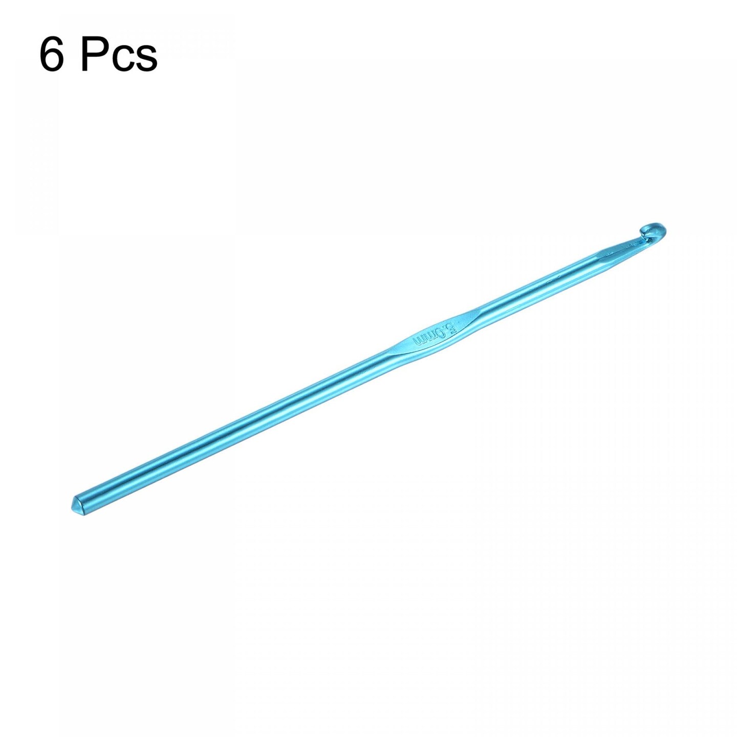 Aluminum Crochet Hook 5mm US Size H (Size 8) Knitting Needles for DIY Craft Yarn Blue 6Pcs