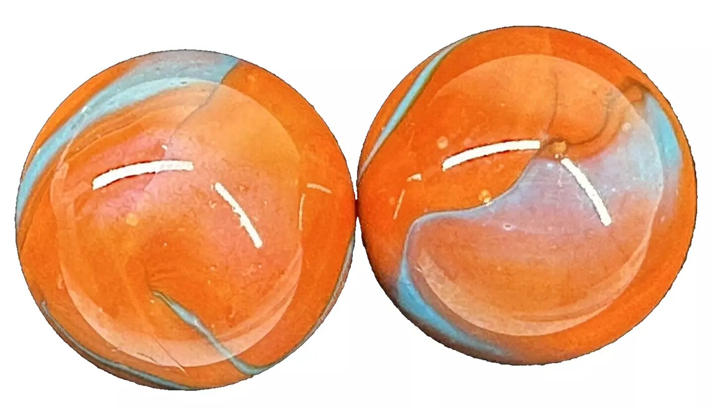 2 Mammoth 1 5/8&#x22; Valkyrie (Seahorse) Marbles Glass Massive 42mm Huge