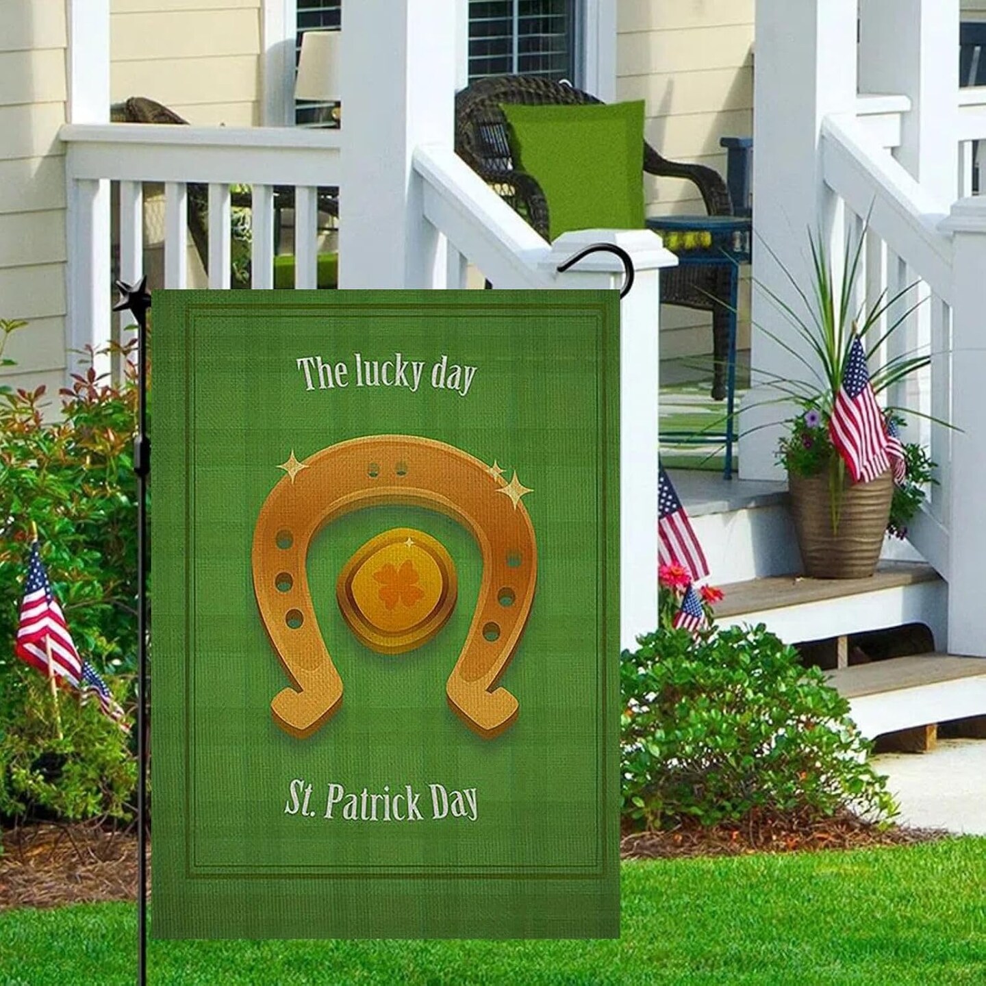 St Patricks Day Garden Flag Decorations, Green Hat Lucky Shamrock Decorations Yard Flags Irish Outdoor Decor For Farmhouse Holiday,St.Patrick&#x27;S Day Garden Flag 12x18 Inch Double Sided