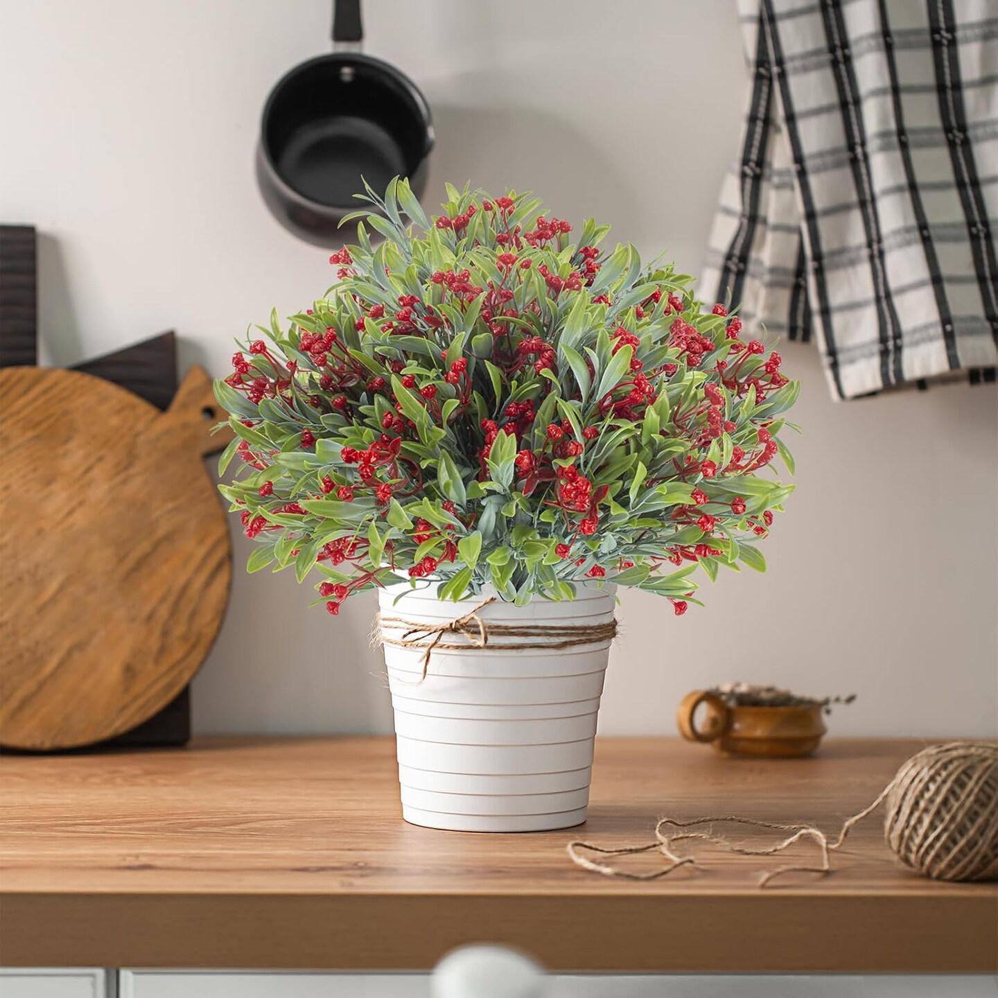 10 Bundles Artificial Flowers Outdoor UV Resistant Fake Flowers No Fade Indoor Faux Hanging Plants Window Box Garden Front Porch Decorating (Deep Red)
