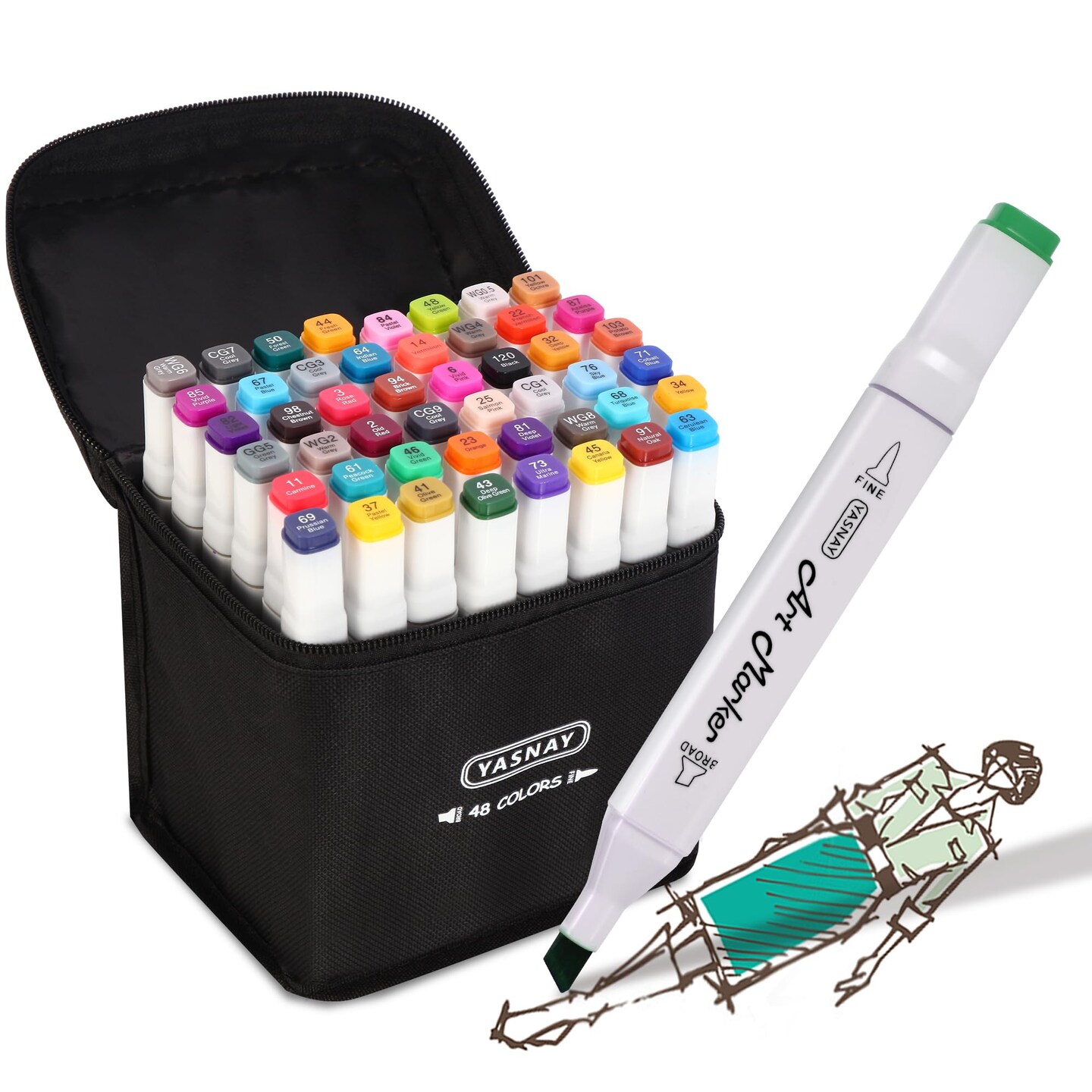 Alcohol Markers, 48 Colors Dual Tip Art Markers, Drawing Markers, Coloring Marker for Kids Sketching Adult Coloring