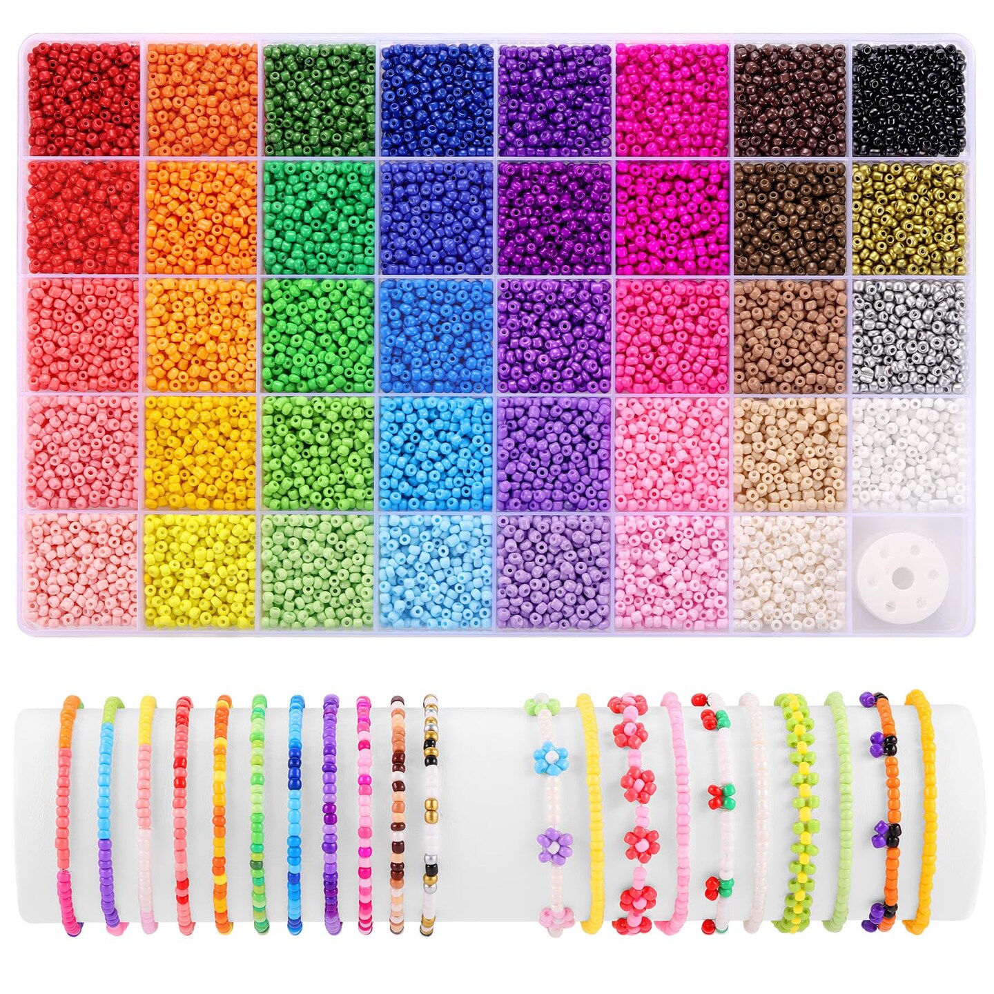 39 Colors 3mm Seed Beads, 9600pcs Small Beads for Jewelry Making, Tiny Craft Beads for Bracelet Making
