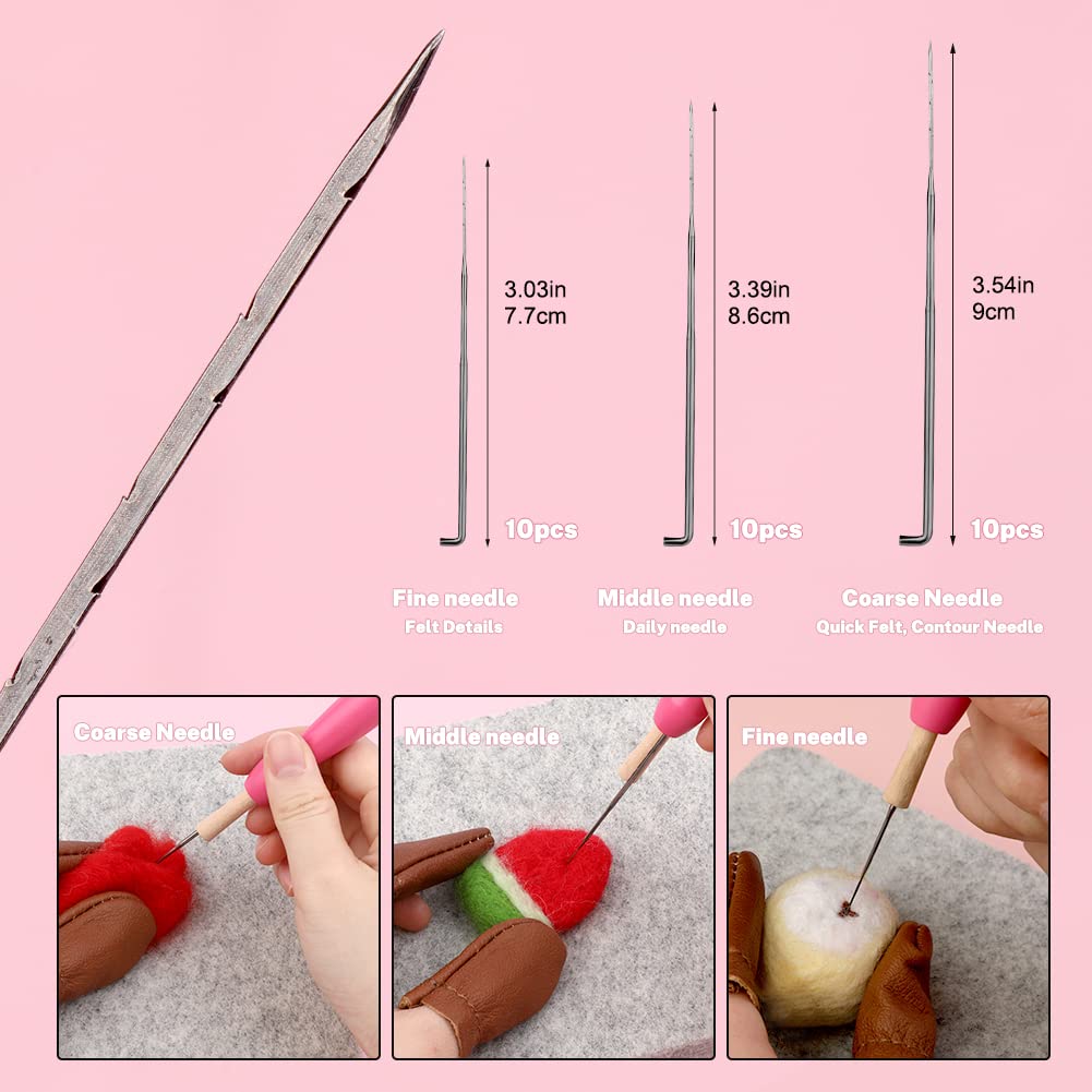 Needle Felting Kit,Needle Felting Pad,Needle Felting Tool with 6"x6"Needle Felting Mat,Felting Needles for Wool,Leather Finger Guards,Good for Any Felting