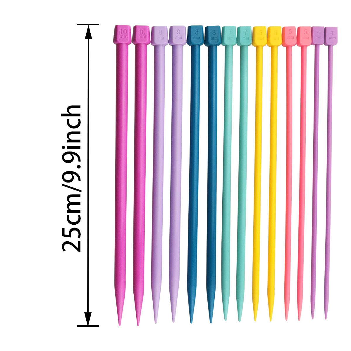 ITROLLE Knitting Needle 14PCS 4mm 5mm 6mm 7mm 8mm 9mm 10mm Colourful Single Pointed Knitting Straight Pins