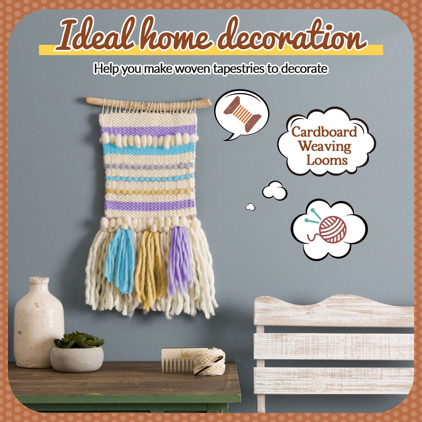 24 Pack Cardboard Weaving Looms Weaving Wide Notch Loom Boards Loom for Beginners Knitting Sewing Crochet Basket Jewelry Arts Crafts, 6-1/2 x 13 Inch