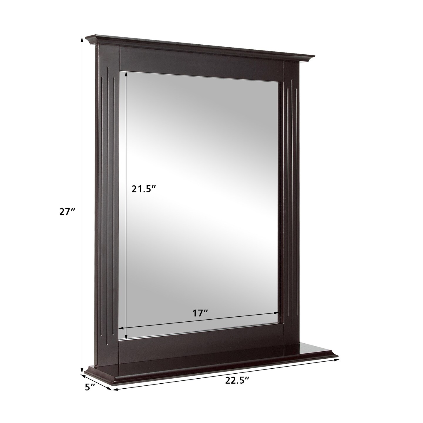 Bathroom Multipurpose Wall-Mounted Mirror W/Shelf Vanity Makeup Mirror Brown