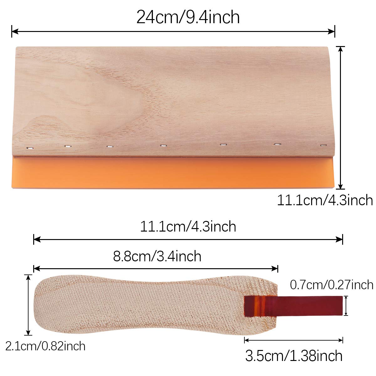 Screen Printing Squeegee for Screen Print Ink Scraper, 75 Durometer Wooden 9.4 inch