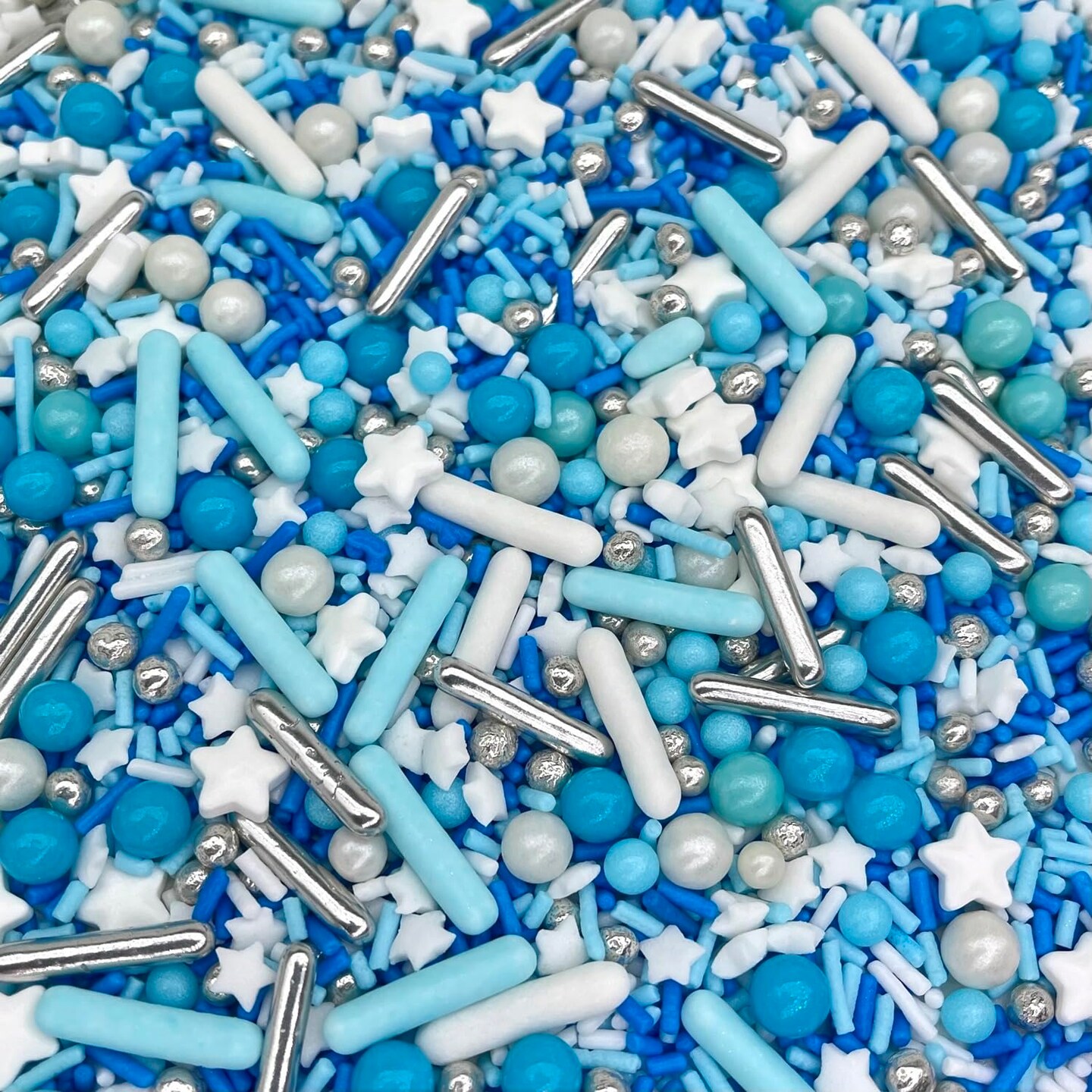 Edible Cake and Cupcake Sprinkles with Assorted Shapes and Sizes for Parties, Metallic Sprinkle Mix for Cookies, Ice Cream, Cake and Cupcake Decorating, 4 oz, Blue sprinkles