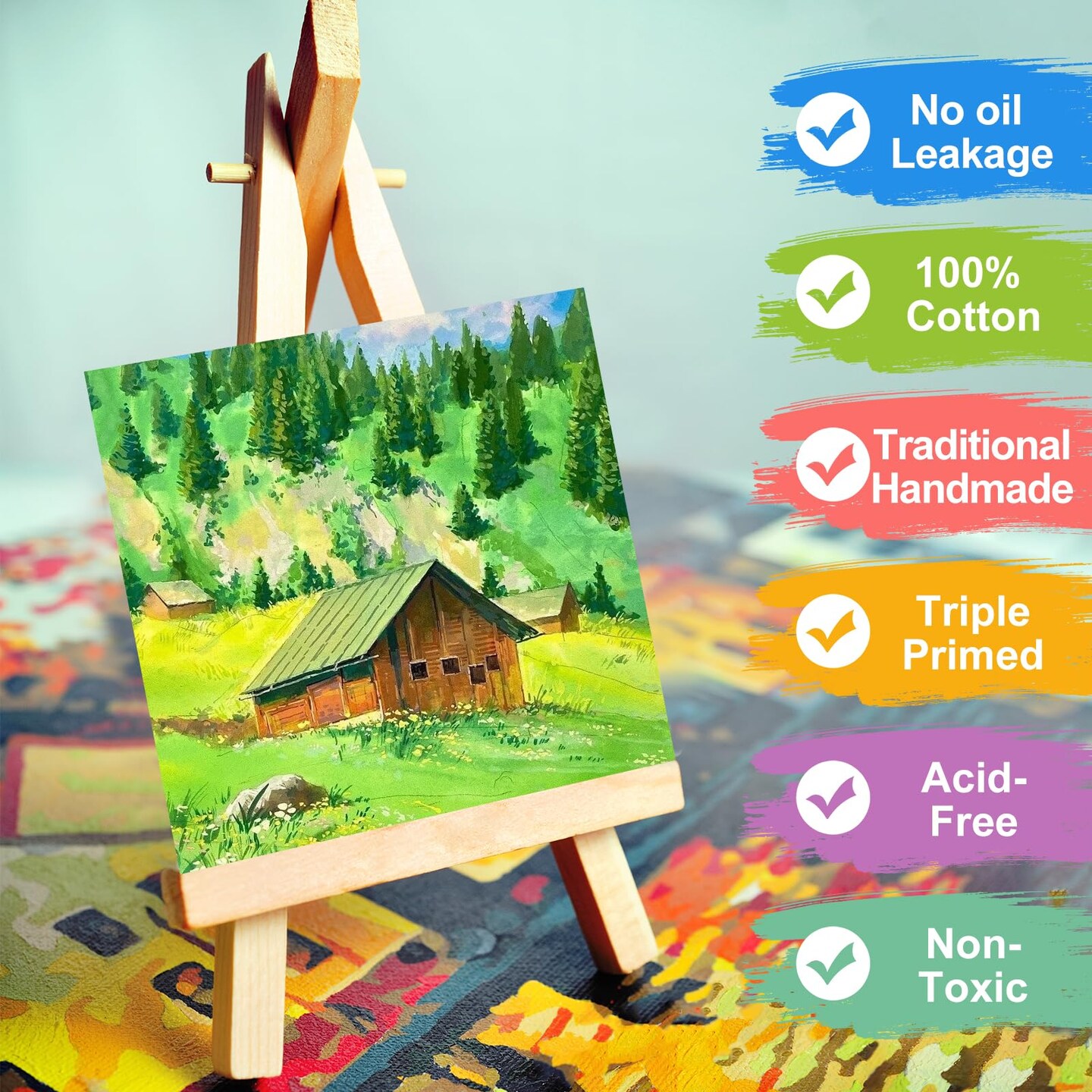 Canvas Boards for Painting, 16 Pack Canvases for Painting 5x5 100% Cotton Small Paint Canvas Primed Acid Free Mini Blank Canvas Panels for Oil Paint,Watercolor,Acrylic Paint,Gouache&#x26;Tempera.