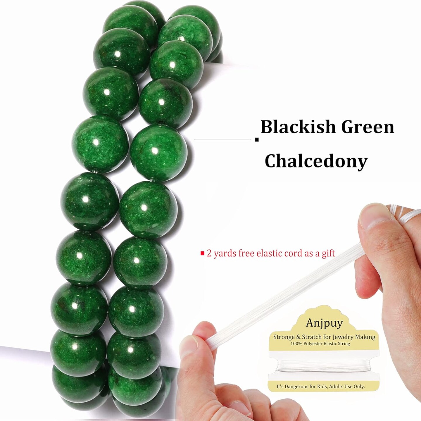 10MM Natural Stone Beads Round Loose Beads Gemstone for Jewelry Making with Crystal Stretch Cord