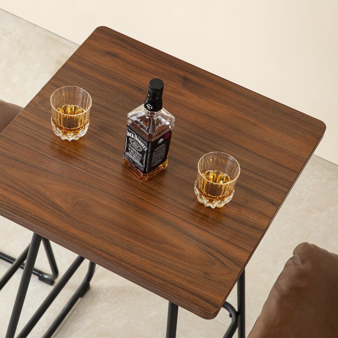41&#x22;H Industrial Modern Square Wood Top Bar Height Pub Tables