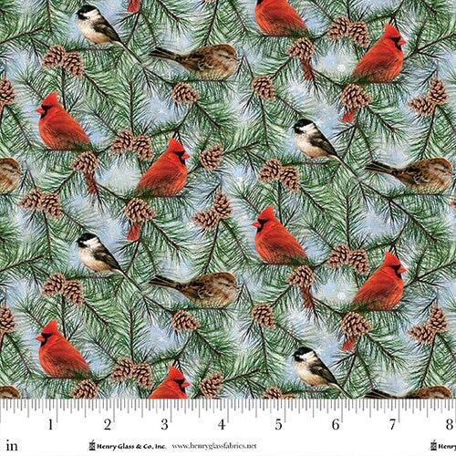 Fabric Henry Glass Blue Birds Believe by the Quarter Yard Q-1873-11