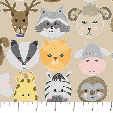 Fabric Stof Tan Animals AVALANA Jersey by the Quarter Yard 19-1465