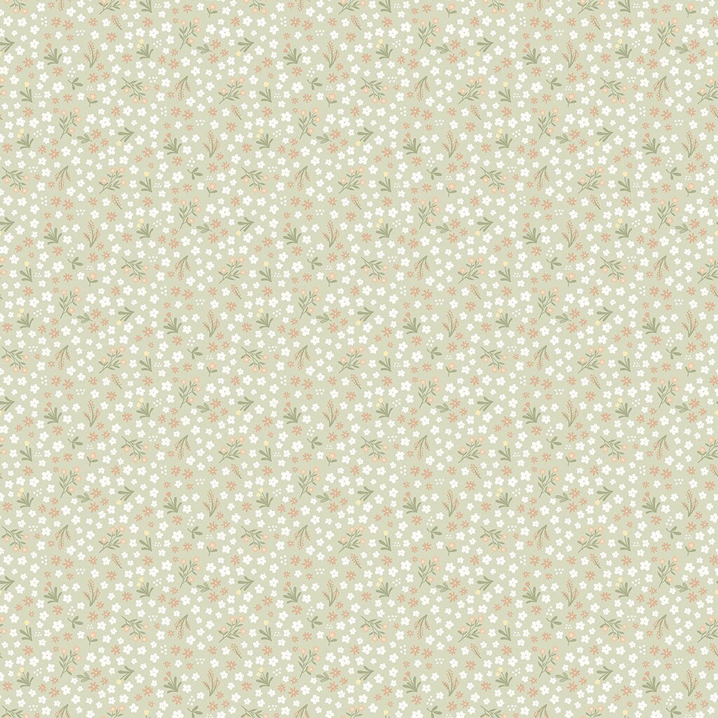 Fabric Northcott Green Springtime Florals Silly Goose Flannel by the Quarter Yard F27778-72