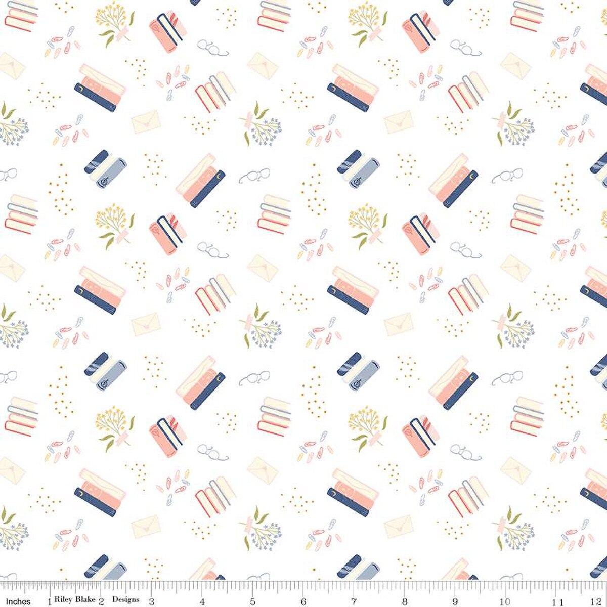 Fabric Riley Blake White Bookish Life Between the Pages by the Quarter Yard C15371-WHITE