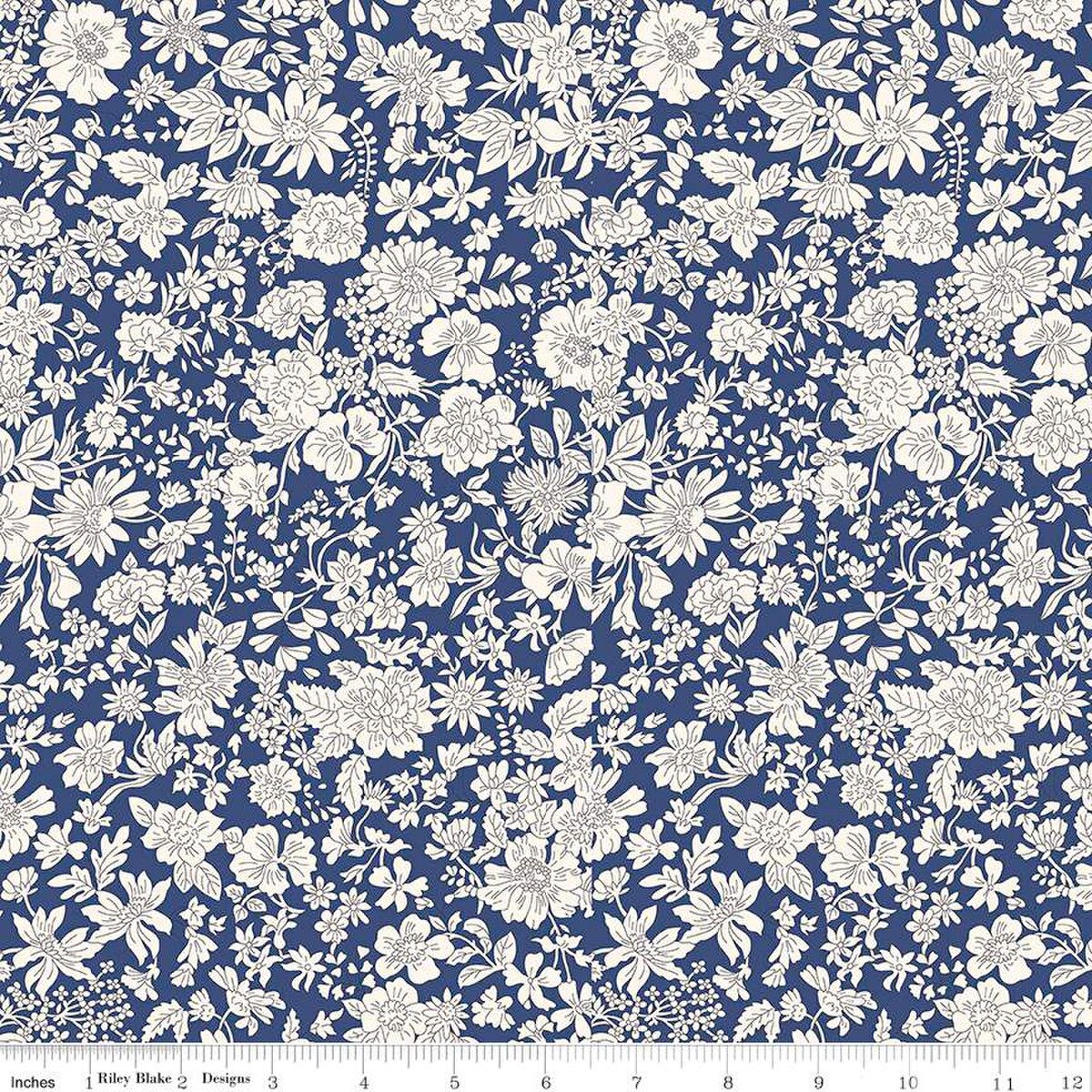 Fabric Liberty Sapphire Emily Blossom 107" Wide Back by the Quarter Yard 0166W7414A