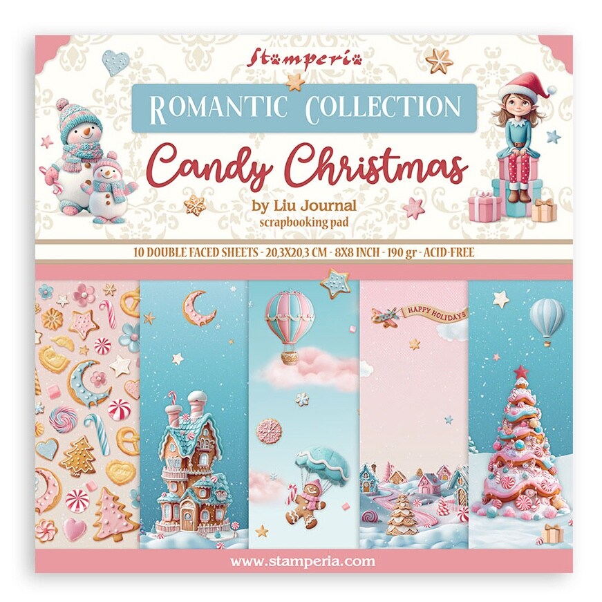 Stamperia Scrapbooking Pad 8&#x22;X8&#x22; 10/Pkg-Candy Christmas