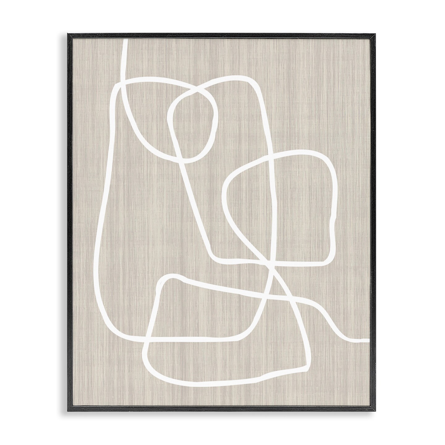 Stupell Industries Minimal White Line Beige Grain Pattern Modern Framed Giclee Design By Alpenglow Workshop