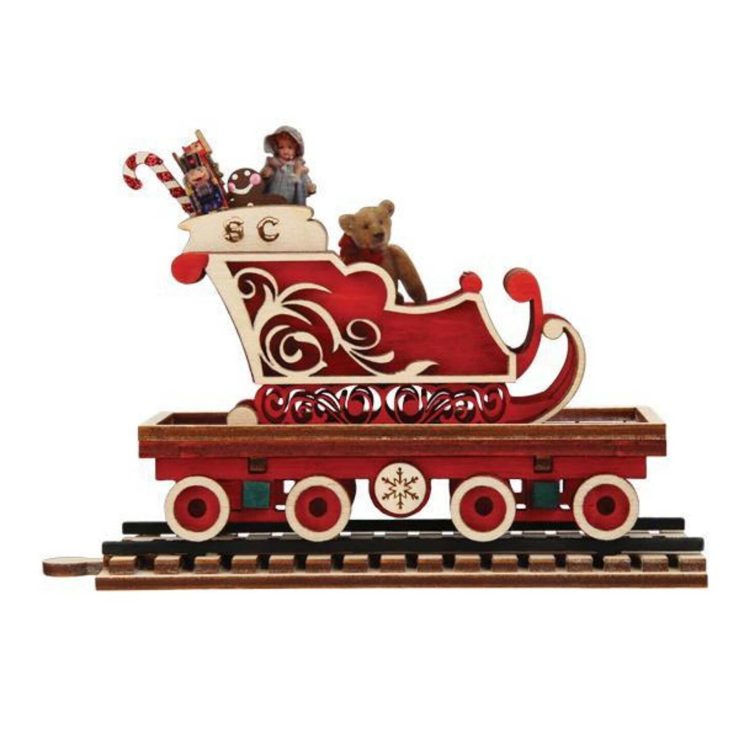 Ginger Cottages 3.5 Inch North Pole Express Sleigh Car Christmas Tree Ornament , Train Secrets Gingerman